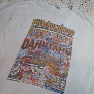 Vtg Pittsburgh Slang T-shirt Mens XL Pittsburghese Pixburgh Travel White Ads